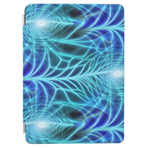 Electric Blue Neon Fractal Repeating Pattern iPad Air Cover