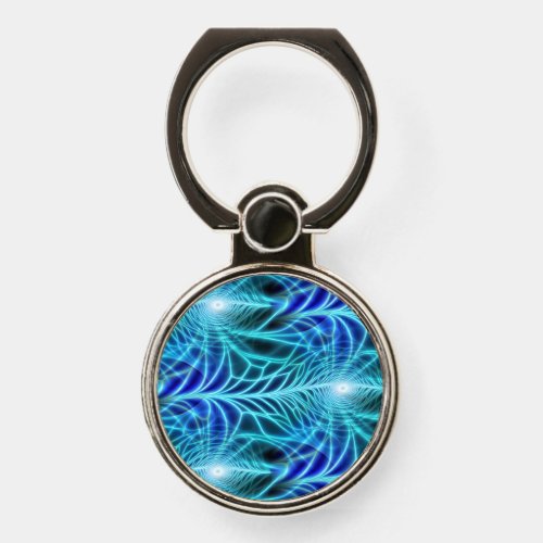 Electric Blue Neon Fractal Repeating Pattern Phone Ring Stand