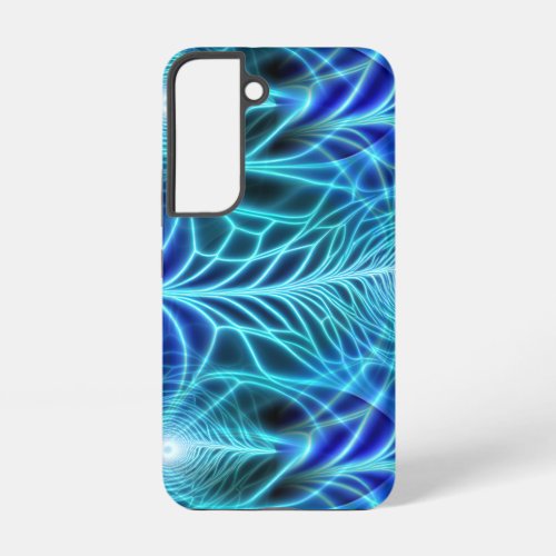 Electric Blue Neon Fractal Repeating Pattern Samsung Galaxy S22 Case