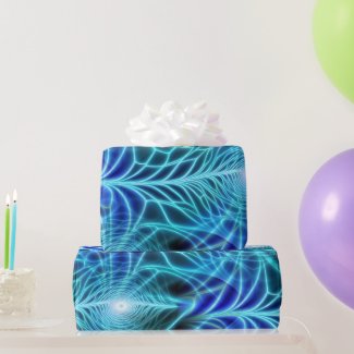 Electric Blue Neon Fractal Repeating Pattern