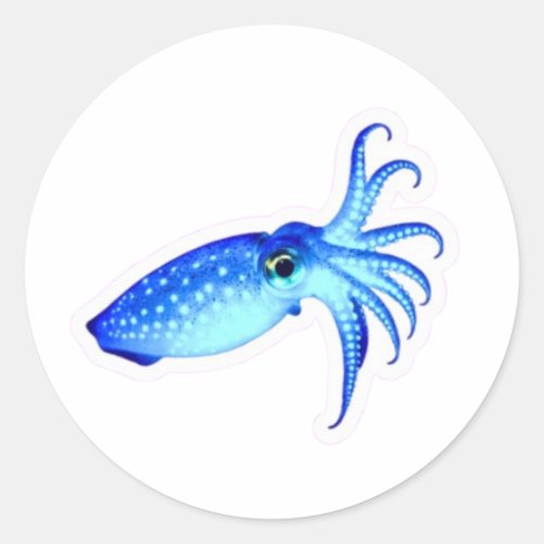 Electric Blue Neon Squid Sticker - Deep Sea Glow A