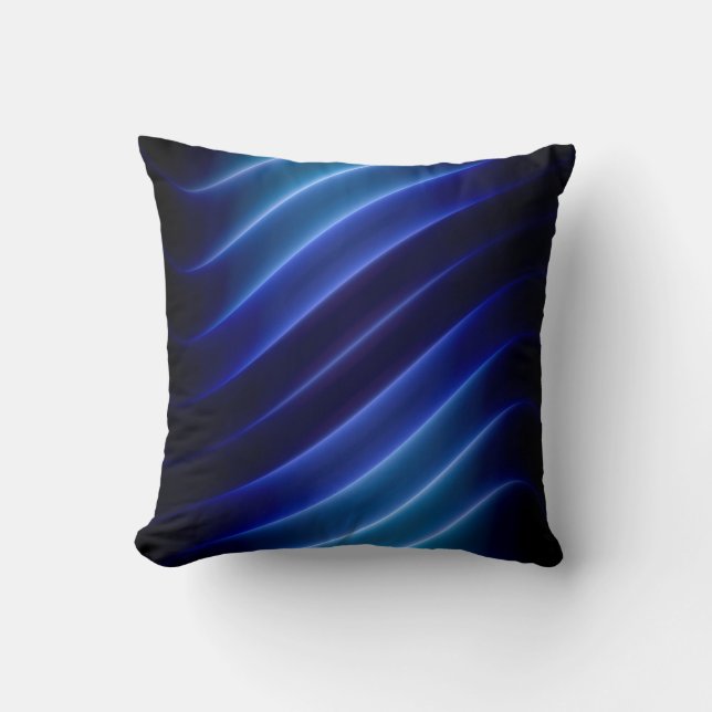 electric blue neon stripes modern throw pillow (Front)