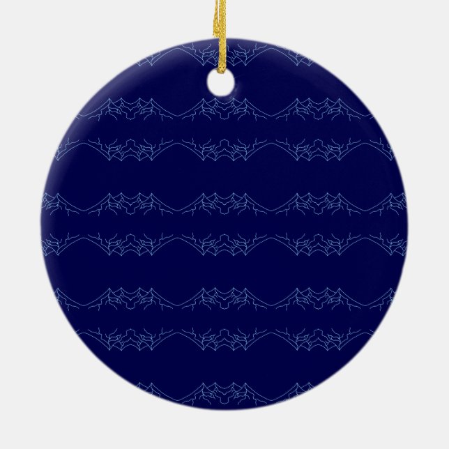 Electric Blue Neural Horizon Abstract Pattern Ceramic Ornament (Back)