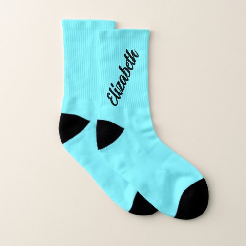 Electric Blue Personalized Minimalist Name Socks
