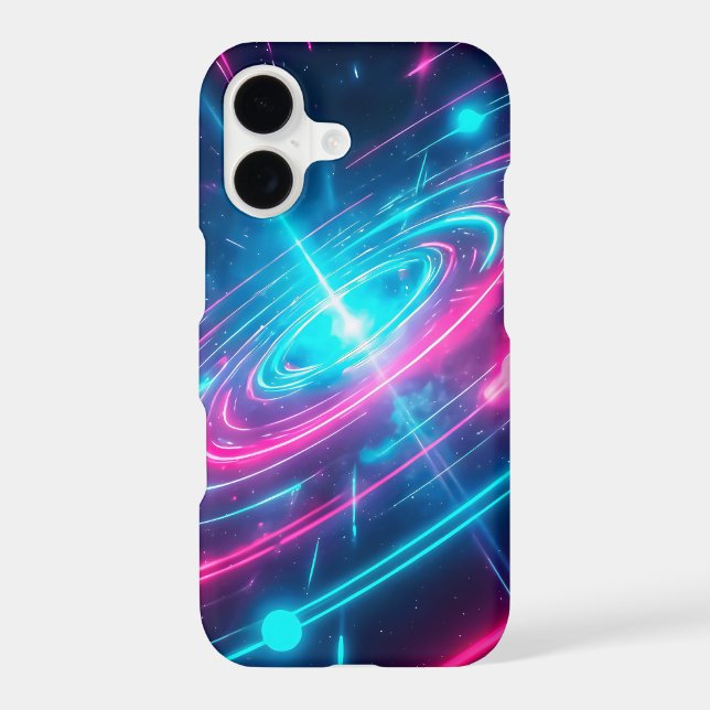 Electric Blue Pink Synthwave Energy Vortex iPhone Case (Back)