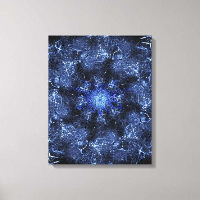 Electric Blue Plasma Fractal Art Canvas Print (Front)