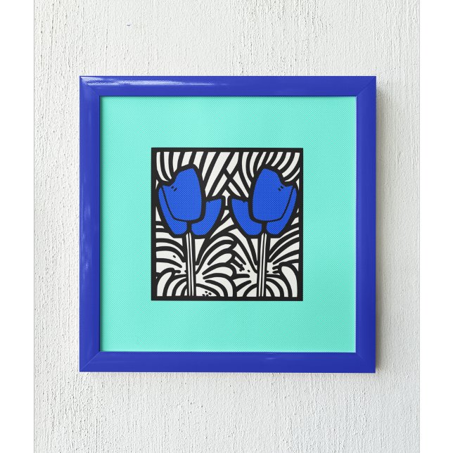 Electric Blue Pop Art Tulips Poster (Creator Uploaded)