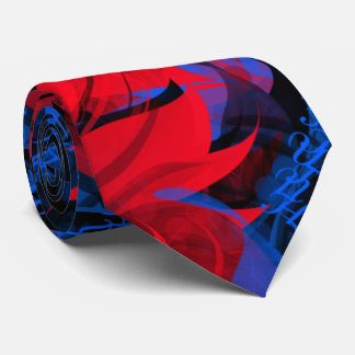 Electric Blue Red Abstract Pattern Neck Tie
