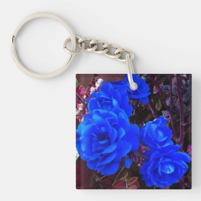 Electric blue Roses  Keychain (Front)