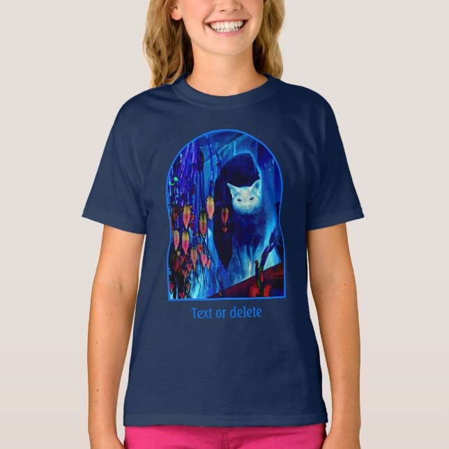 Electric Blue Siamese Cat Animal Art Personalized T-Shirt (Front)