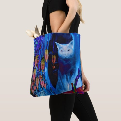 Electric Blue Siamese Cat Animal Art  Tote Bag