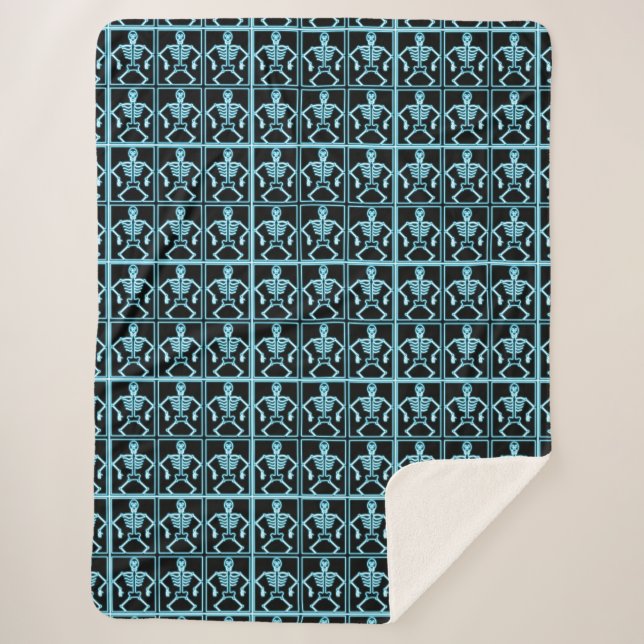 Electric blue skeleton blanket (Front)