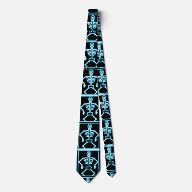 Electric blue skeleton tie (Front)