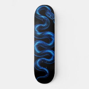 Electric Blue Snake Skateboard Black Cyberpunk
