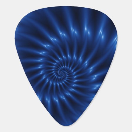 Electric Blue Spiral Fractal Guitar Pick