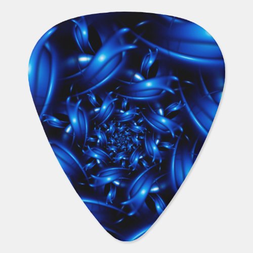 Electric Blue Spiral Fractal Guitar Pick