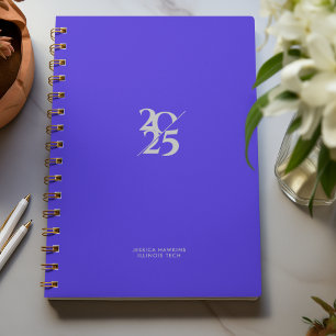 Electric Blue Split Year Spiral Weekly Planner