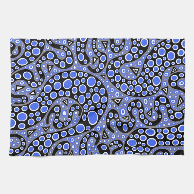 Electric Blue Squiggles Towel (Horizontal)