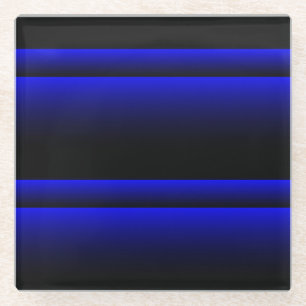 Electric Blue Stripes Glass Coaster