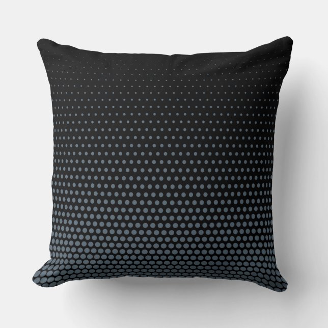 Electric blue Techno Dots Modern Black Throw Pillow (Front)