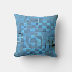 Electric blue tiles throw pillow