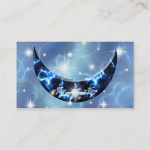 Electric Blue Upright Crescent Business Card