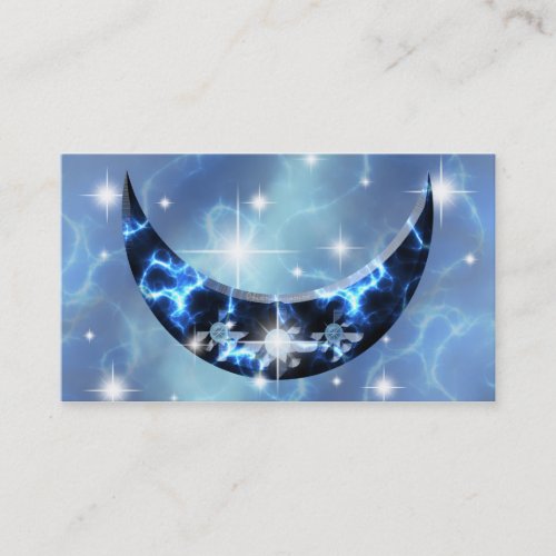 Electric Blue Upright Crescent Business Cards