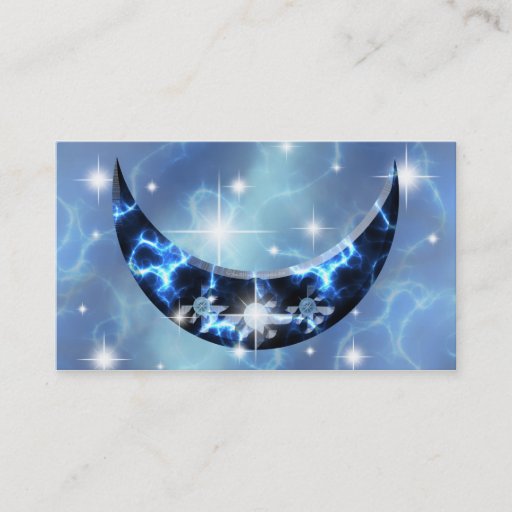 Customizable Electric Blue Upright Crescent Business Cards