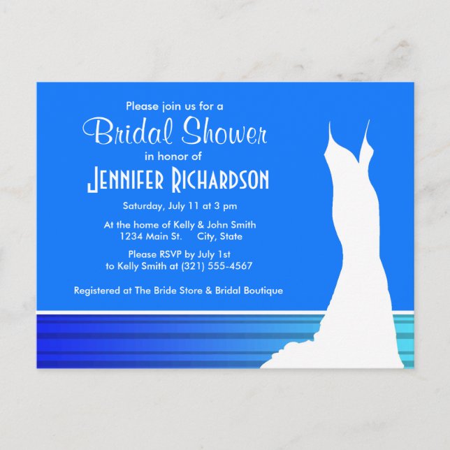 Electric Blue Vertical Stripes; Striped Invitation Postcard (Front)