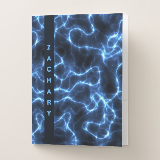 Electric Blue Waves | Personalized Pocket Folder (Front)