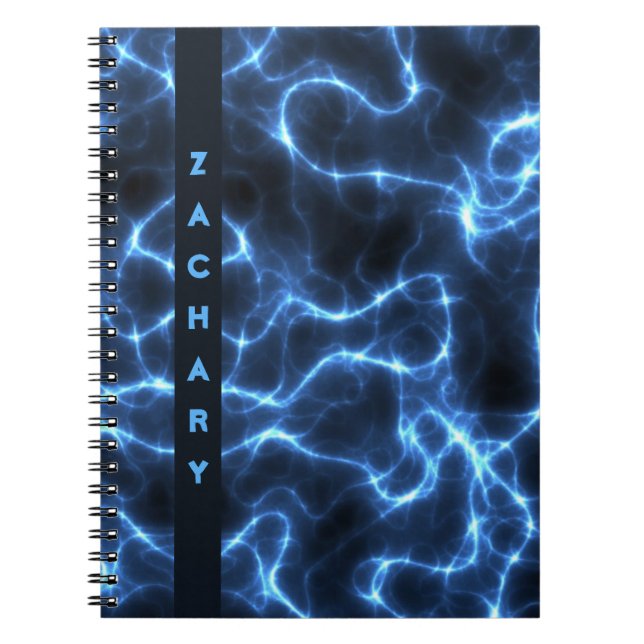 Electric Blue Waves | Personalized Spiral Notebook (Front)