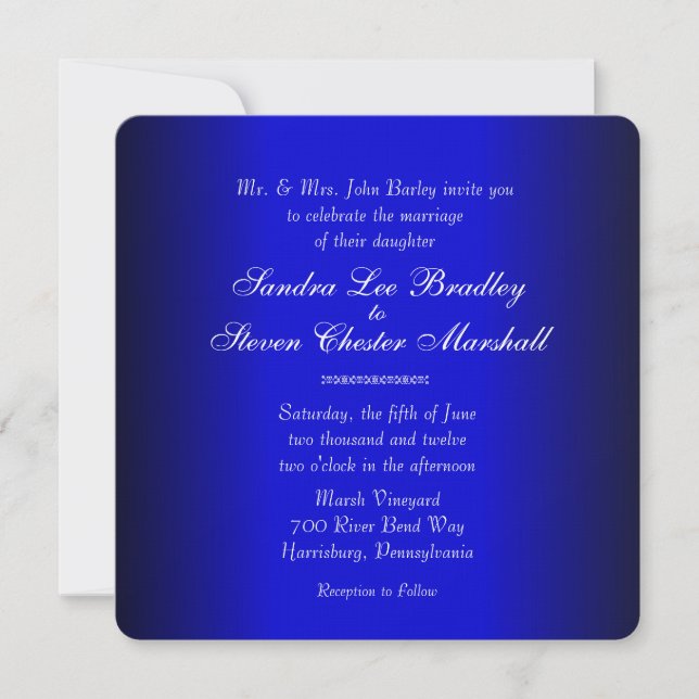 Electric Blue Wedding Invitation (Front)
