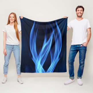 Electric Blue Wisps Organic Flow Fleece Blanket