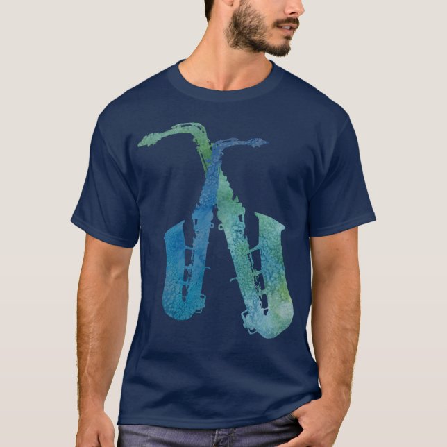 Electric Blues Saxes T-Shirt (Front)