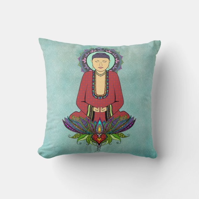 Electric Buddha Throw Pillow (Front)