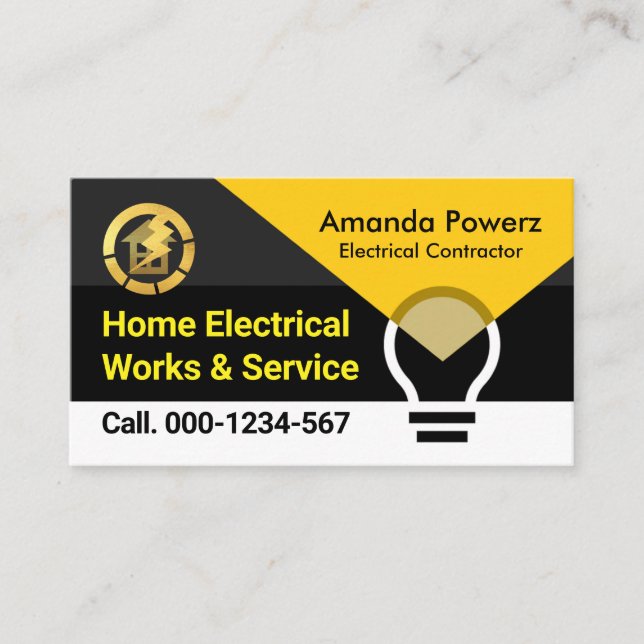 Electric Bulb Powers Up Business Card (Front)