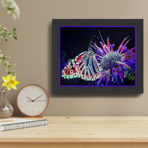 Electric Butterfly Abstract Nature Art Framed Framed Art