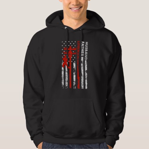 Electric Cable Lineman Husband Father Dad Fathers  Hoodie