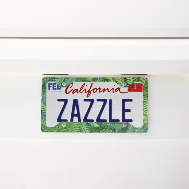 Electric Car Soothing Green Fern Foliage  License Plate Frame (On Car)
