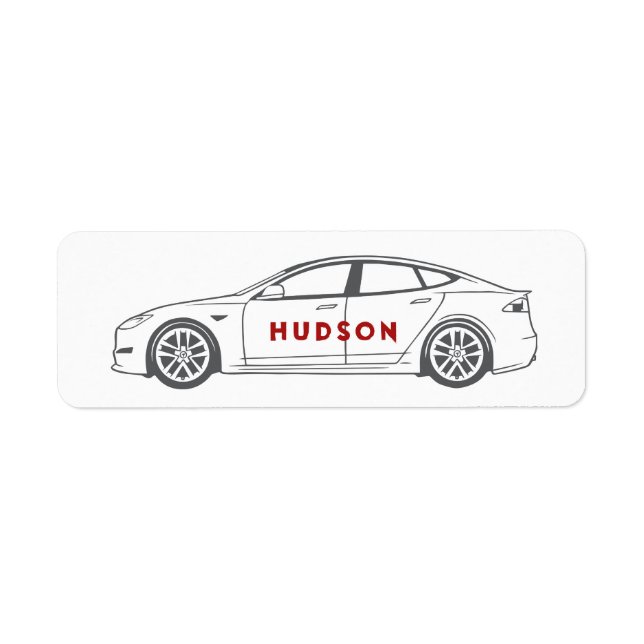 Electric car/vehicle line drawing custom design  label (Front)