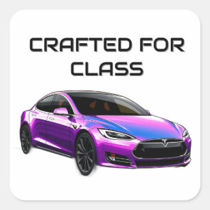 Electric Car with Vibrant Color Splashes Square Sticker