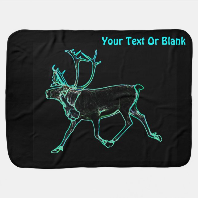 Electric Caribou (Reindeer) Fleece Blanket (Horizontal)