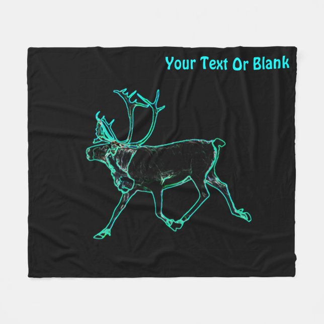 Electric Caribou (Reindeer)  Fleece Blanket (Front (Horizontal))