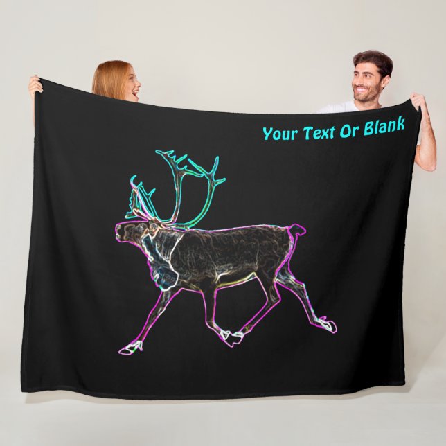 Electric Caribou (Reindeer) Fleece Blanket (In Situ)
