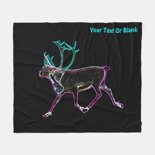 Electric Caribou (Reindeer) Fleece Blanket (Front (Horizontal))