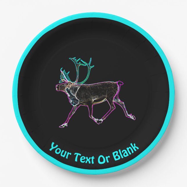 Electric Caribou (Reindeer) Paper Plates (Front)
