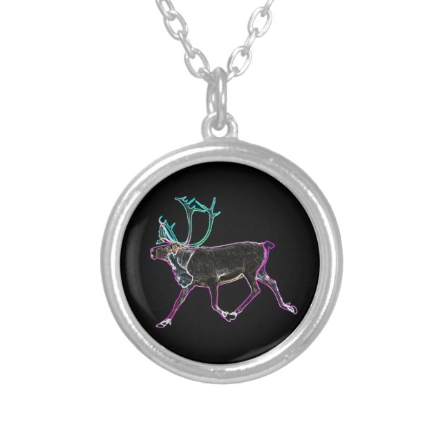 Electric Caribou Silver Plated Necklace (Front)