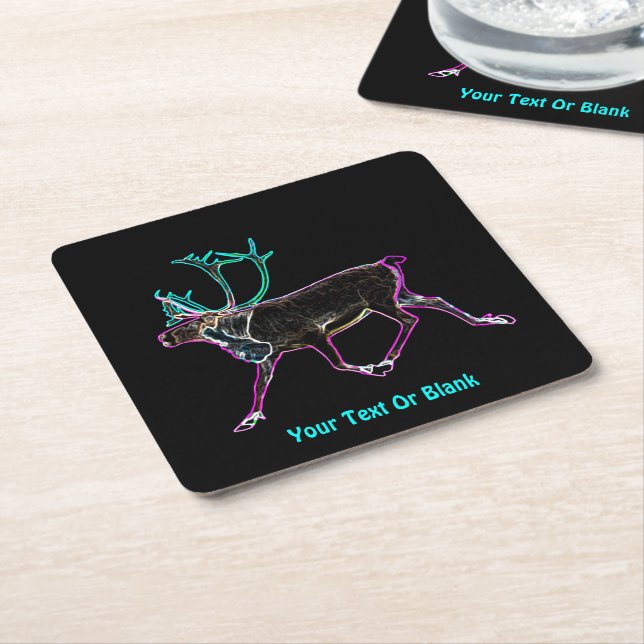 Electric Caribou Square Paper Coaster (Angled)