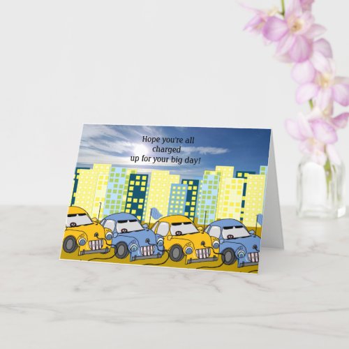 Electric Cars Charging Birthday Card