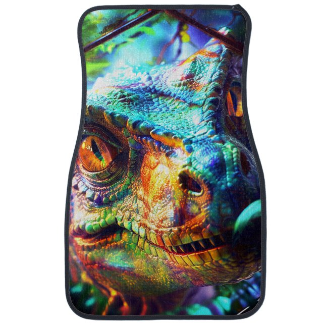 Electric Chameleon Eye Closeup Car Floor Mat (Front)